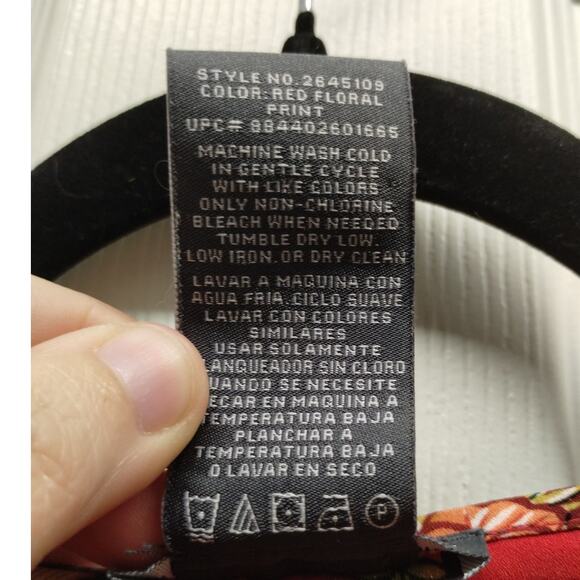 Chelsea & Theodore Women's Size Small Red Floral Long Sleeve V-Neck Tunic Top - Picture 9 of 9